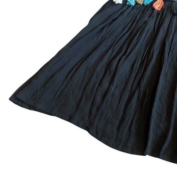 Raga Night Dust Embroidered Spaghetti Strap Dress Fringe Cotton Size Medium NWT - Picture 5 of 12